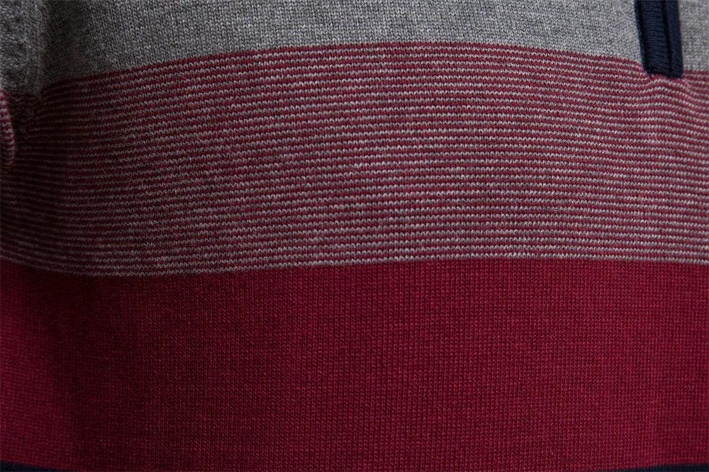 Mænds Sweater med Kvart Lynlås og Stribet Design 7