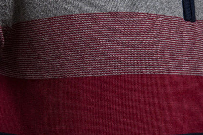Mænds Sweater med Kvart Lynlås og Stribet Design 7