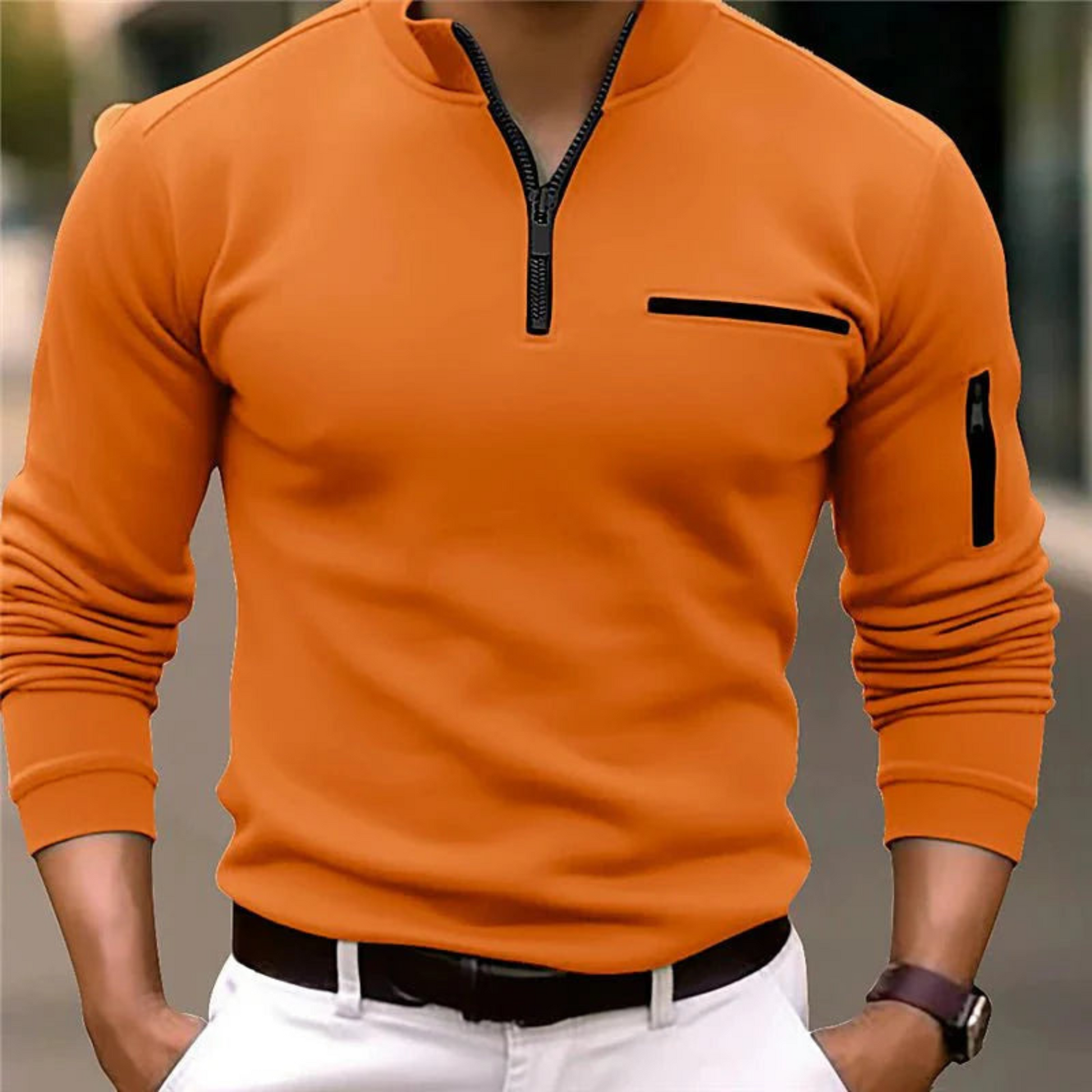 Mænds Sweater med Lynlås Casual Stil 2