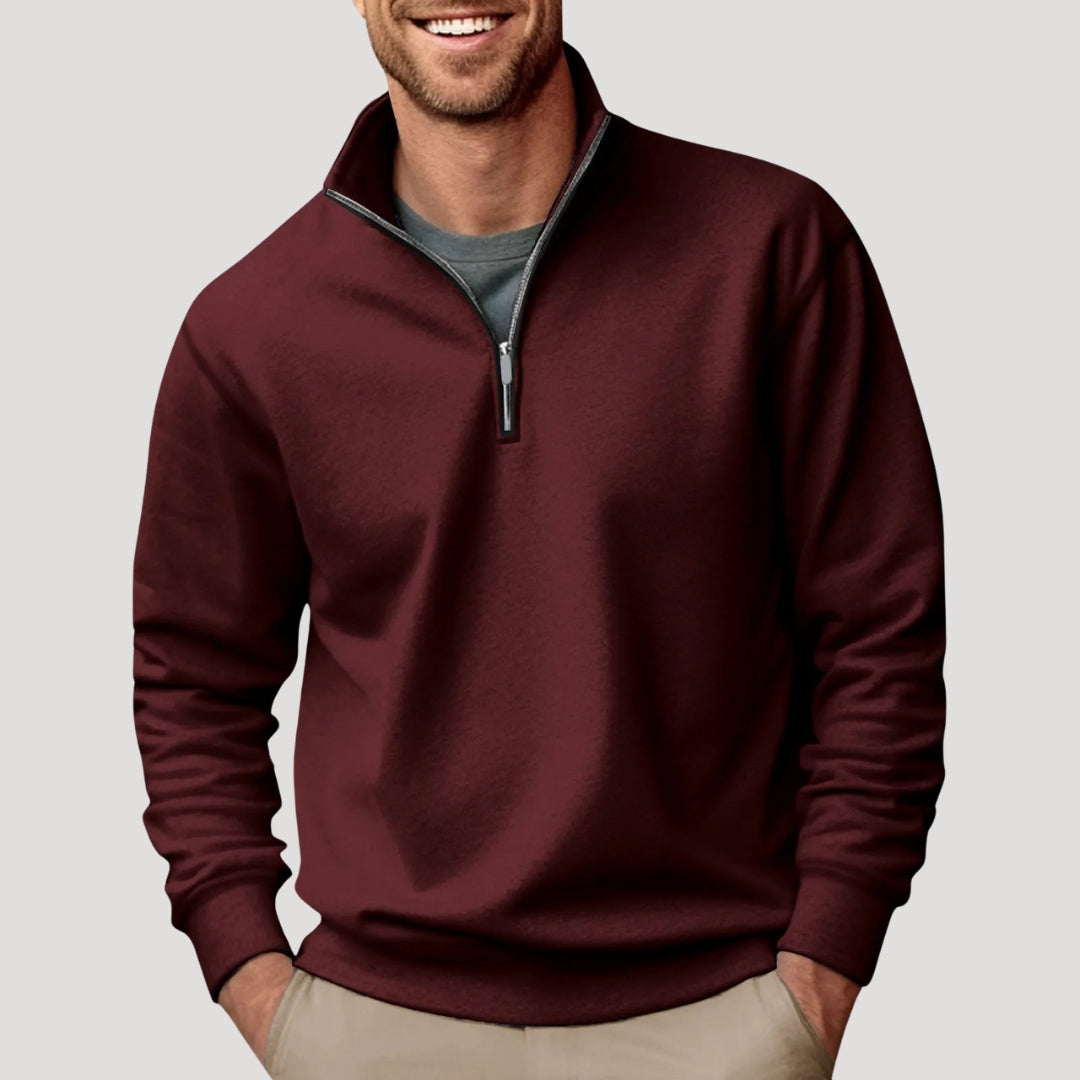 Mænds Sweatshirt med Kvart Lynlås 6