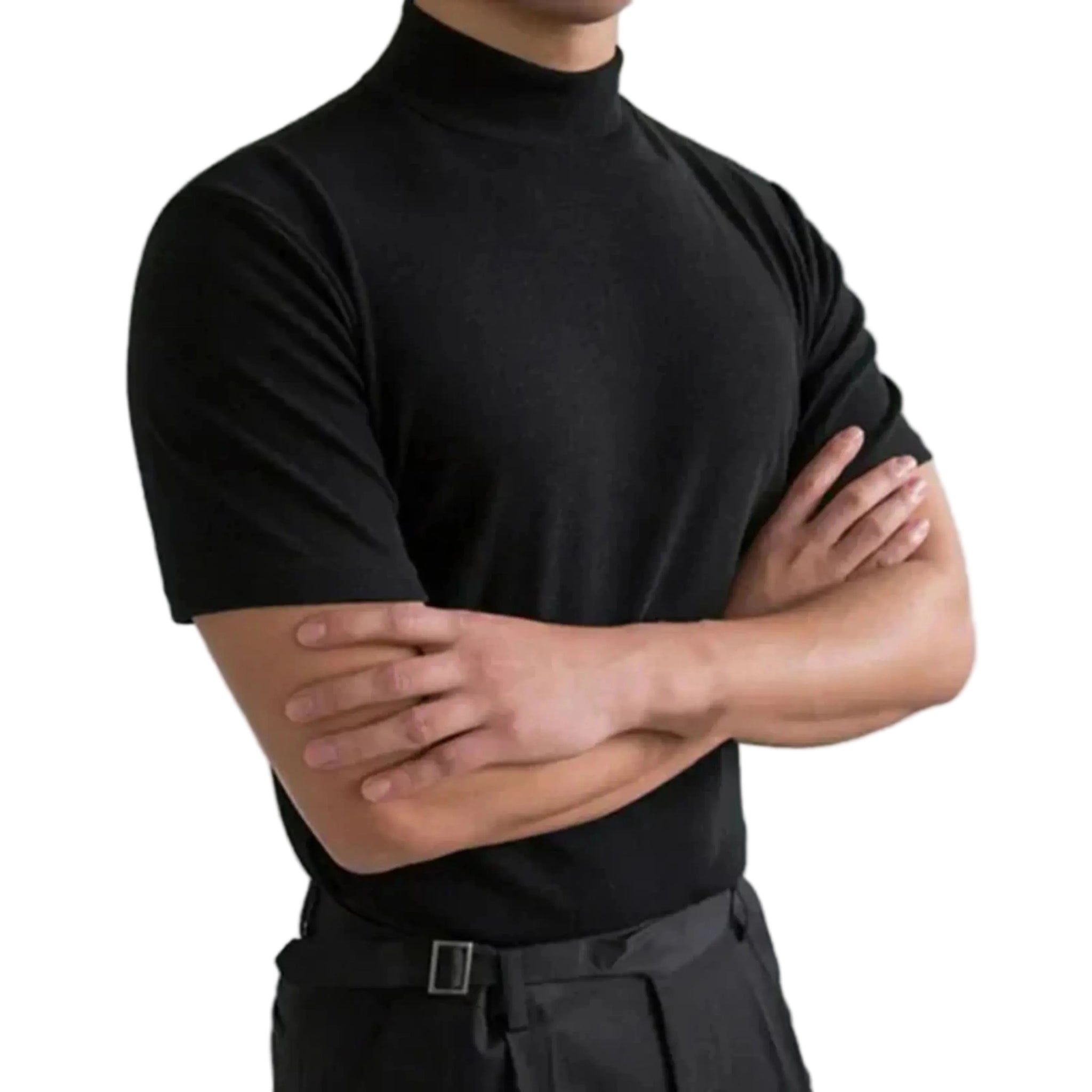 Mænds T-Shirt med Høj Krave 0
