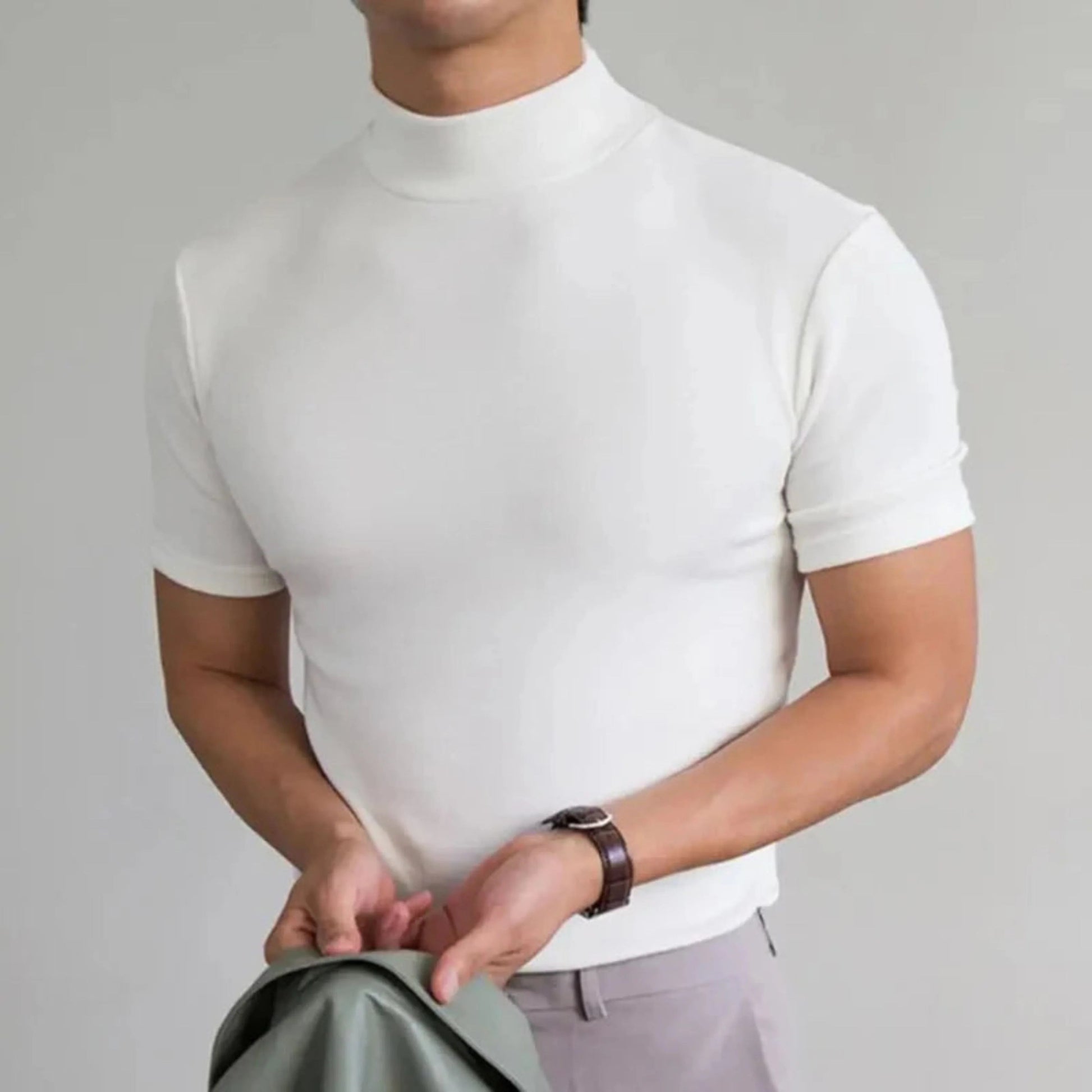 Mænds T-Shirt med Høj Krave 1