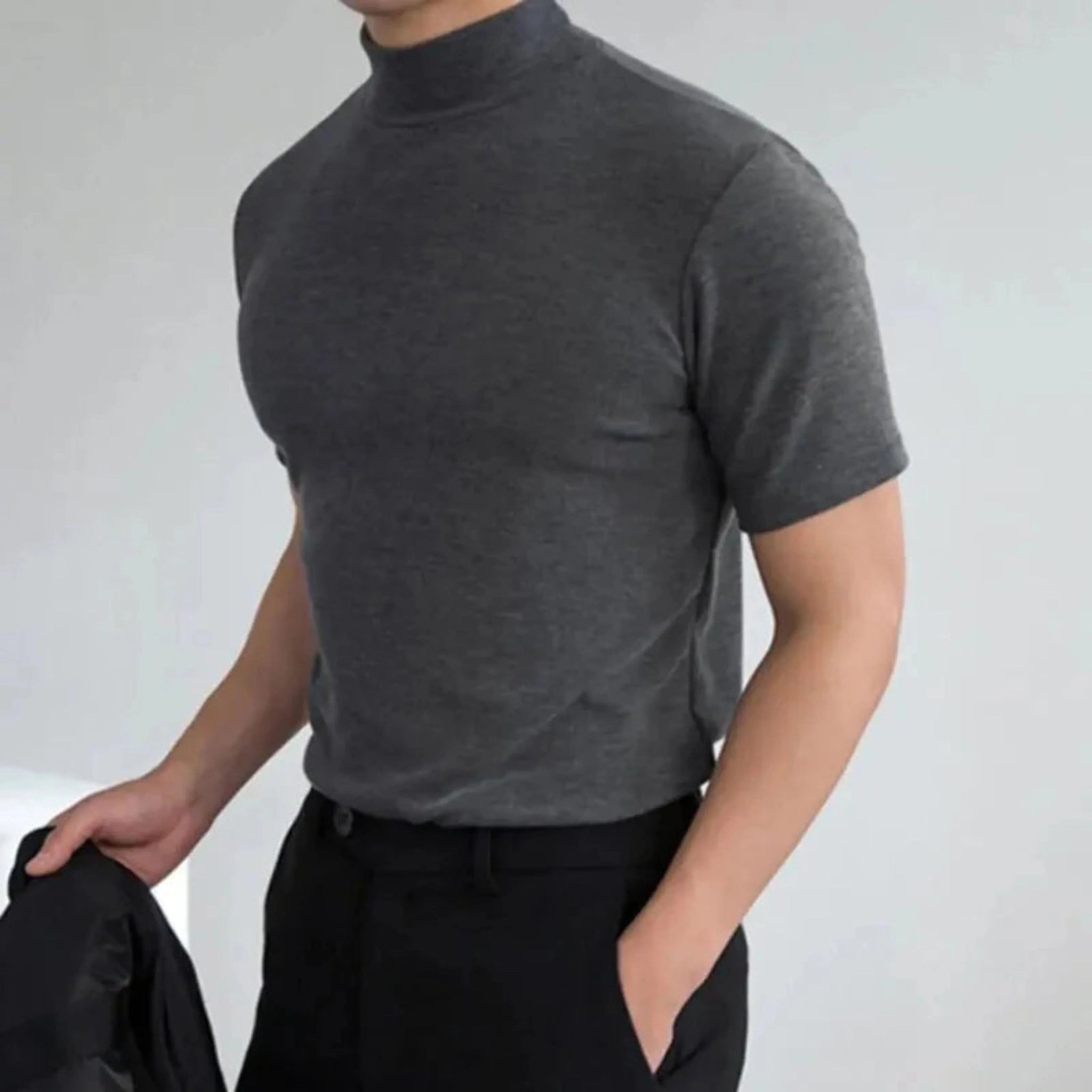 Mænds T-Shirt med Høj Krave 2