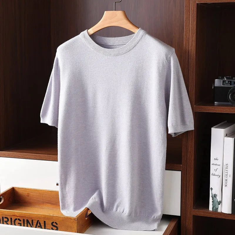 Mænds T-shirt med Rund Hals Klassisk Stil 7