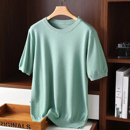 Mænds T-shirt med Rund Hals Klassisk Stil 8