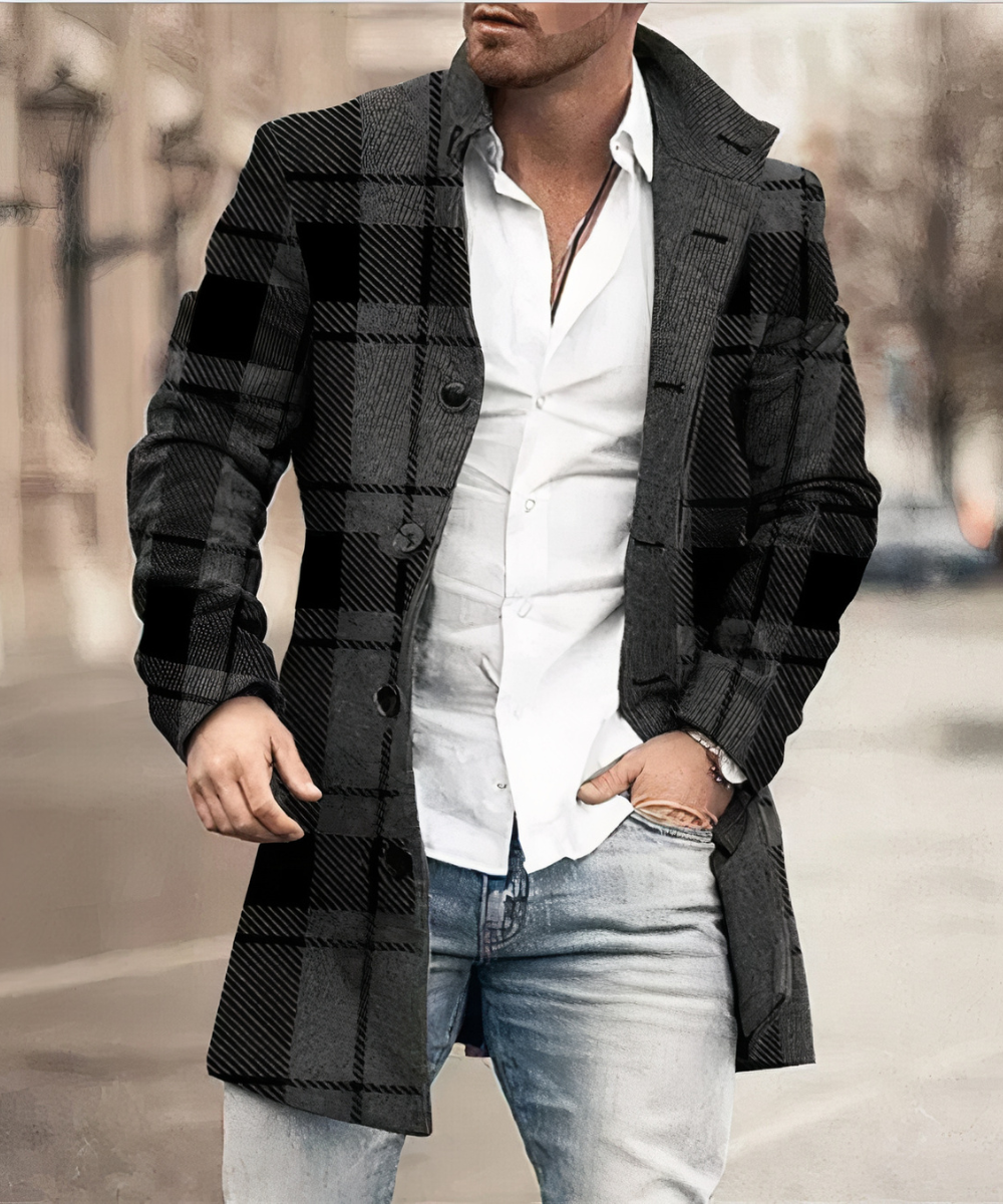 Mænds Trenchcoat Chic Design Med V-Udskæring 2