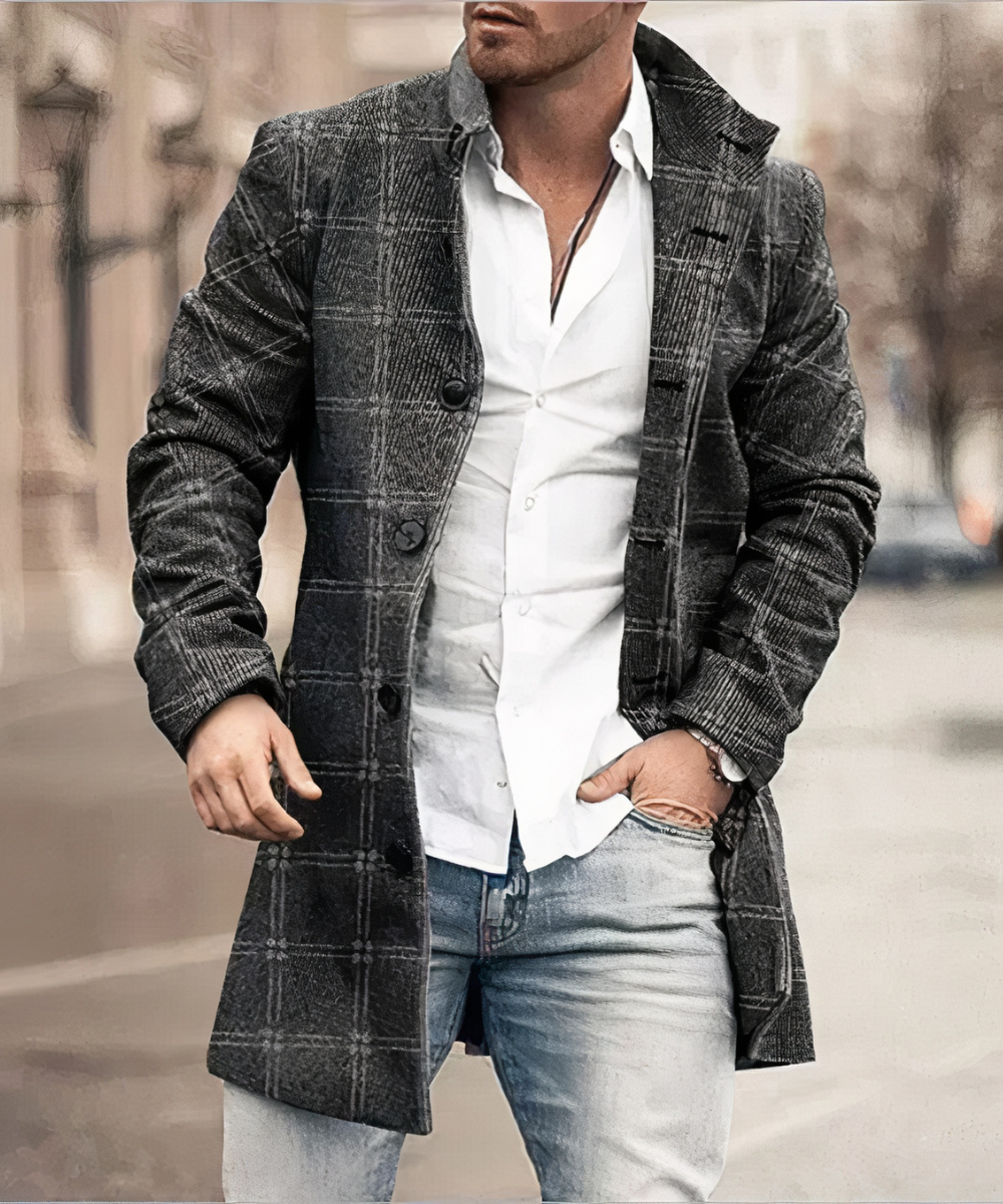 Mænds Trenchcoat Chic Design Med V-Udskæring 3