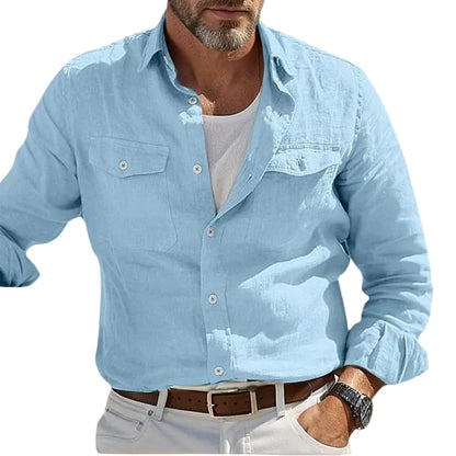 Mænds Vintage Linnedskjorte Casual 0