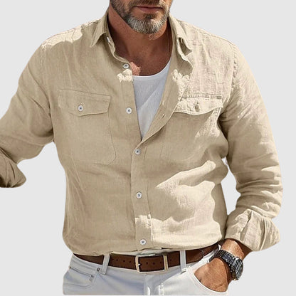 Mænds Vintage Linnedskjorte Casual 1