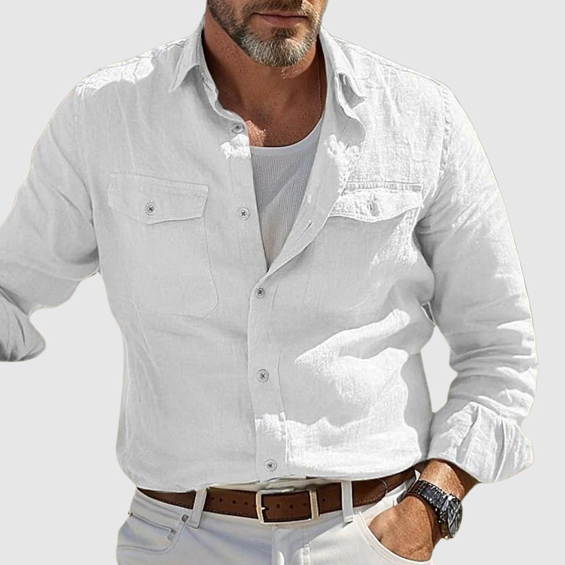 Mænds Vintage Linnedskjorte Casual 2