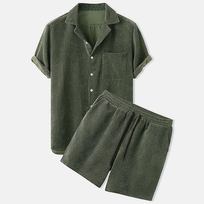 Herre Sæt Cordbukser og Skjorte Casual Cord Materiale Sommer-3