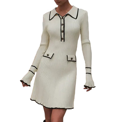 Damer Mini Kjole Ribbet Design 100% Bomuld 1