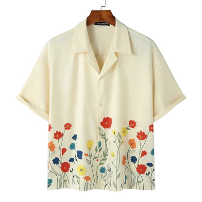 Men's Button Up Shirt Floral Design 0