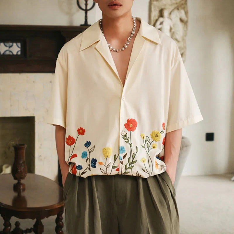 Men's Button Up Shirt Floral Design 2