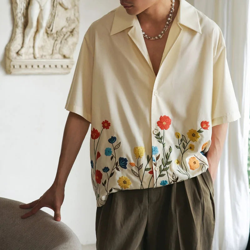 Men's Button Up Shirt Floral Design 3