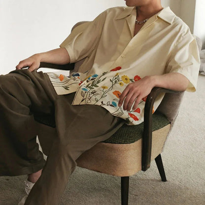 Men's Button Up Shirt Floral Design 4