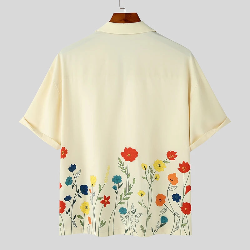 Men's Button Up Shirt Floral Design 5