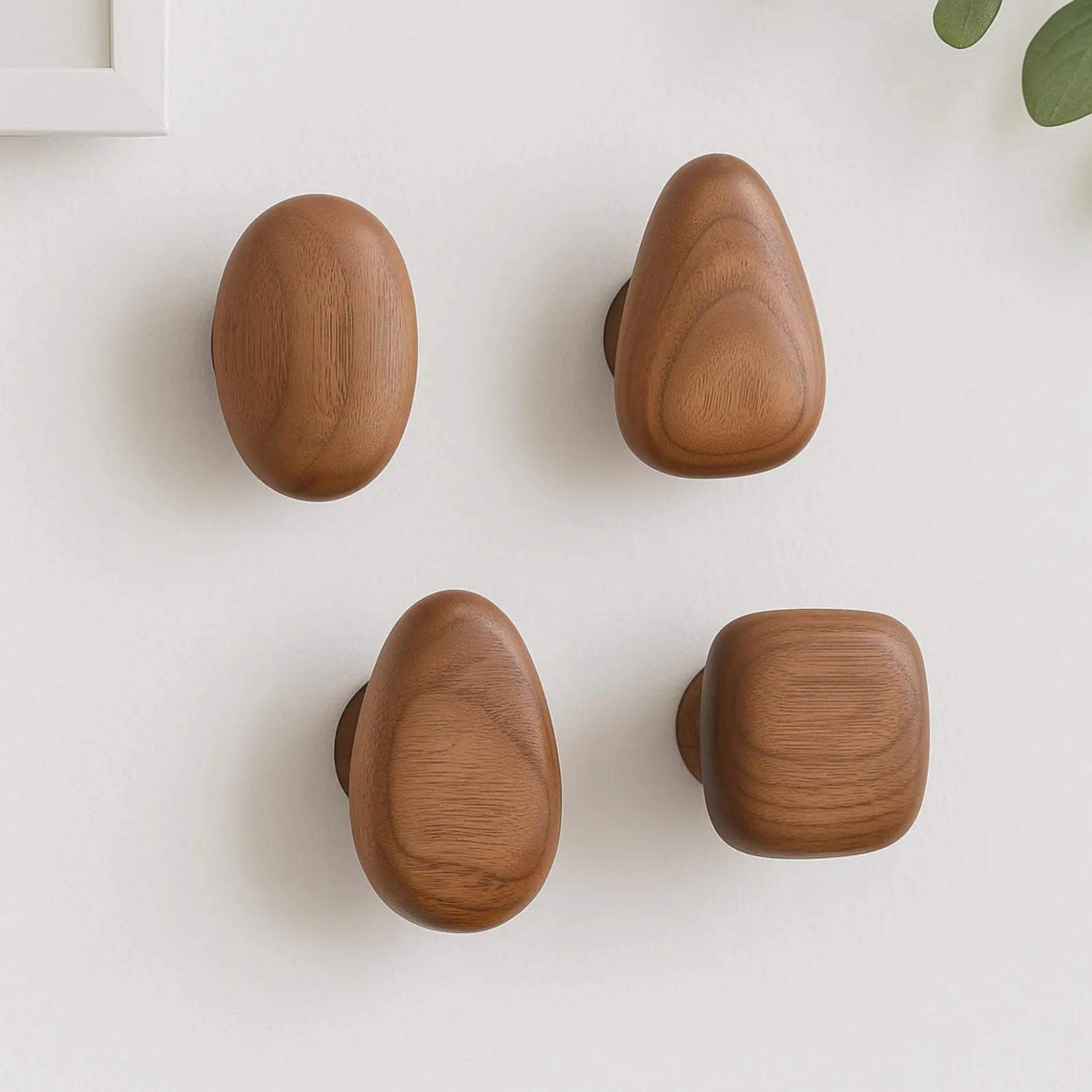 Minimalistisk Trævægkrogsæt med Småstensdesign 5
