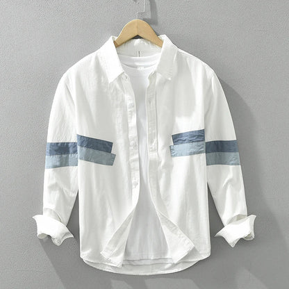 Herre Skjorte Patchwork Casual Fit Bomuld