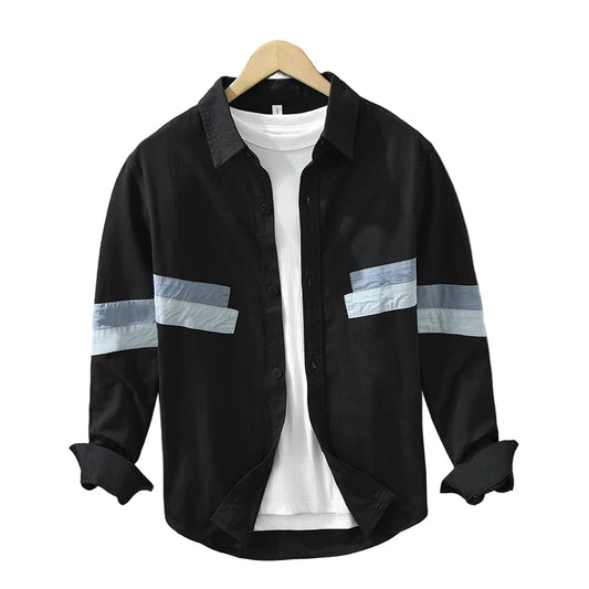 Herre Skjorte Patchwork Casual Fit Bomuld