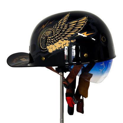 Motorcykelhjelm i baseballkasketstil med ECE- og DOT-godkendelse