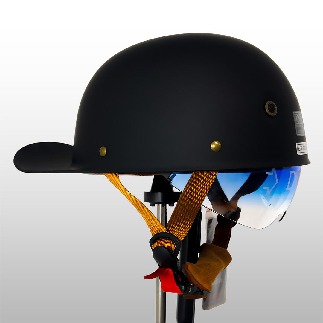 Motorcykelhjelm i baseballkasketstil med ECE- og DOT-godkendelse