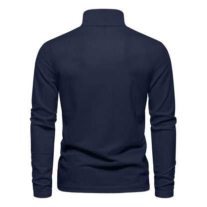Langærmet Polo Shirt til Mænd i Blødt 100% Bomuld-3