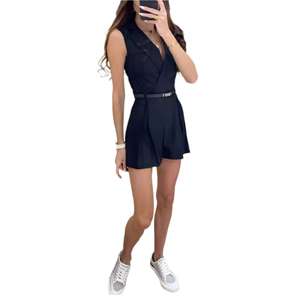 Kvinders Jumpsuit Mouwløs Elegant V-hals Førsteklasses Materialer-1