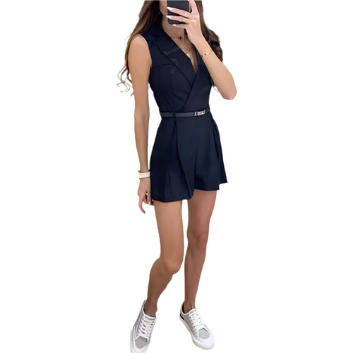 Kvinders Jumpsuit Mouwløs Elegant V-hals Førsteklasses Materialer-1