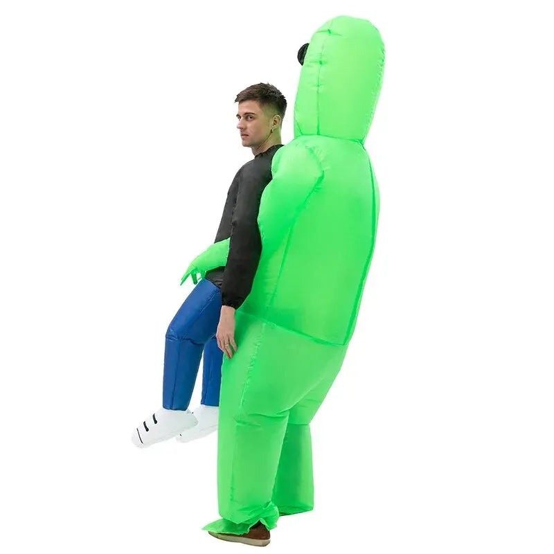 Oppusteligt Halloween Kostume Alien til Voksne Polyester 2