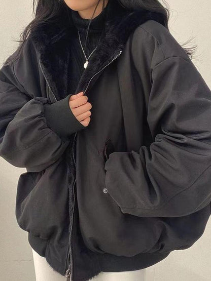Oversized Vinterfrakke Dame Med Lynlås 4