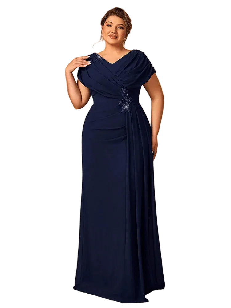 Plus Size Aftenkjole til Mor med Glitrende Detaljer 0