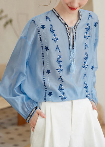 Plus Size Blonder Chiffon Skjorte med Lange Ærmer 3