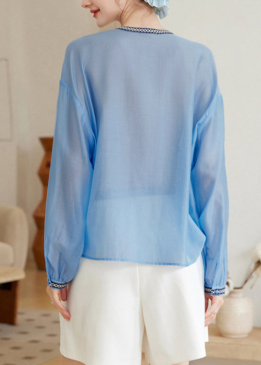 Plus Size Blonder Chiffon Skjorte med Lange Ærmer 4