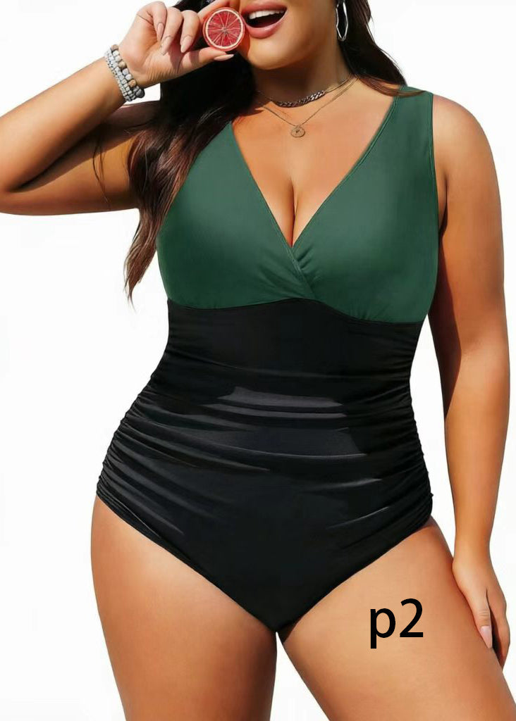 Plus Size Bodysuit Med Stribet V-hals Til Kvinder 1