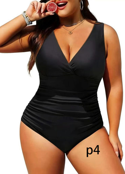 Plus Size Bodysuit Med Stribet V-hals Til Kvinder 3