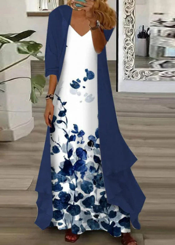Plus Size Chiffon To-delt Sæt med V-hals 2
