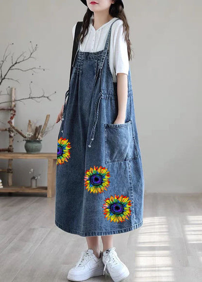 Plus Size Denim Kjole med Spaghetti Stropper til Fest 3