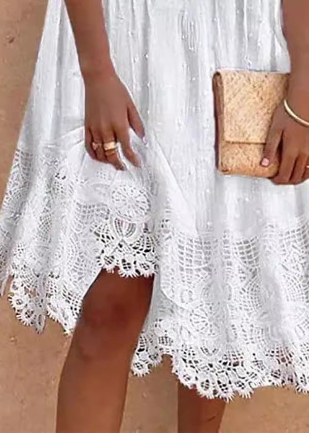 Plus Size Kjole V-Hals Med Blonde Detaljer Til Fest 3