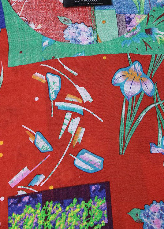 Plus Size Kortærmet Bohemian Kjole Med Unikt Print 2
