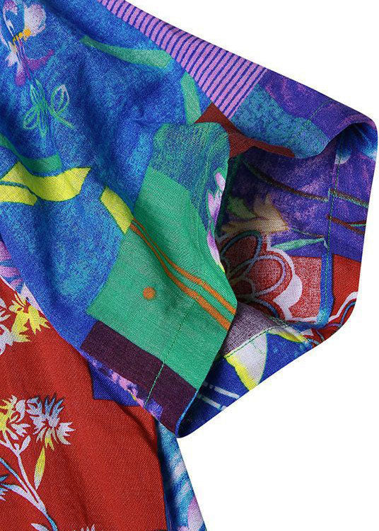 Plus Size Kortærmet Bohemian Kjole Med Unikt Print 3