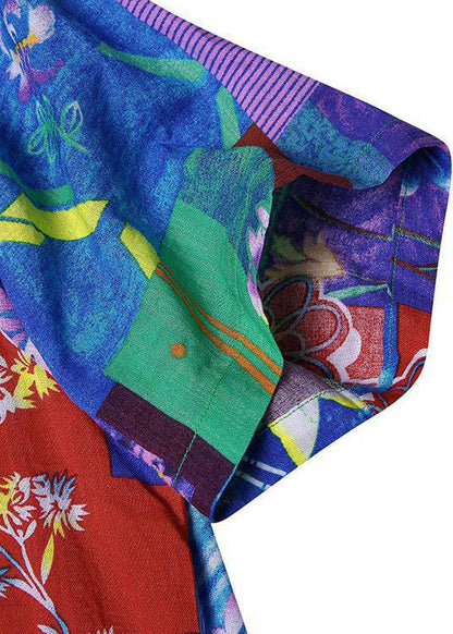 Plus Size Kortærmet Bohemian Kjole Med Unikt Print 3