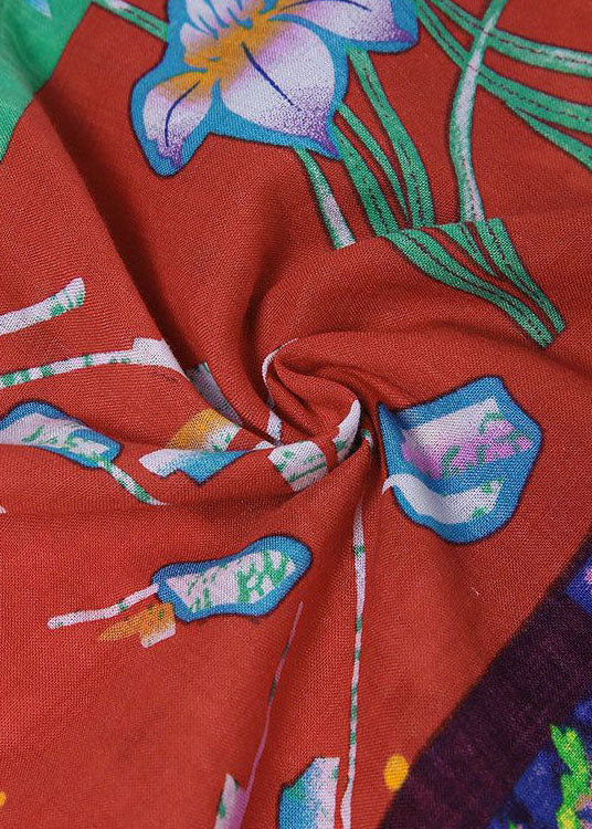 Plus Size Kortærmet Bohemian Kjole Med Unikt Print 4