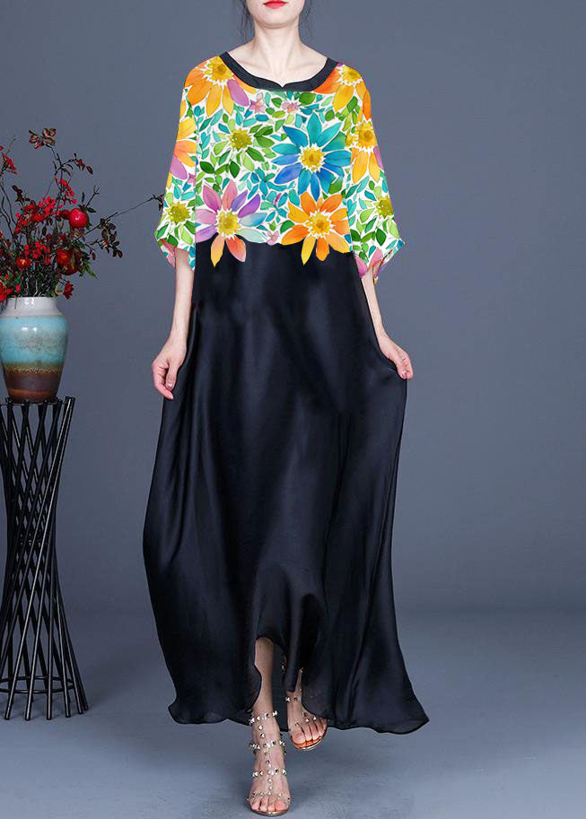 Plus Size Sommerkjole med O-Hals og Print 7