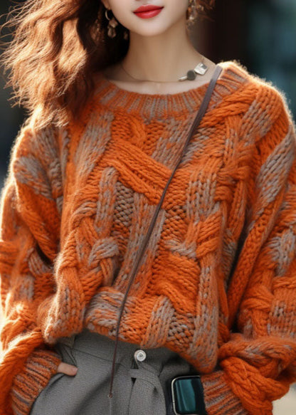 Plus Size Strikket Sweater Kabelmønster til Vinter 3