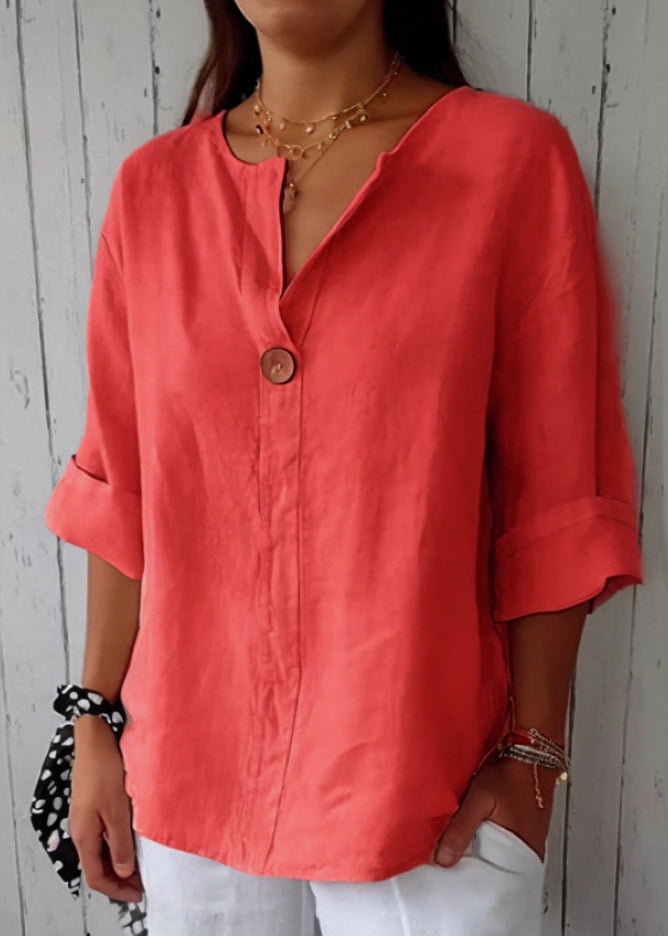 Plus Size Top med V-hals og Knapper 2
