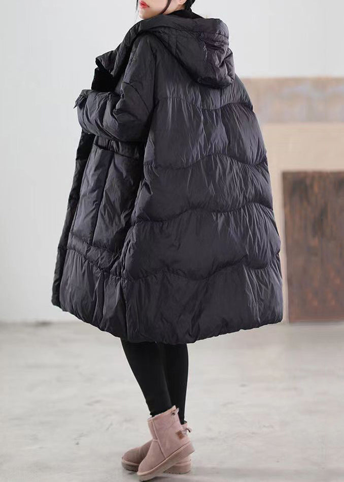 Plus Size Vinterfrakke med Hættelommer og Patchwork 4