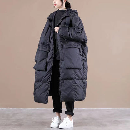 Plus Size Vinterjakke med Hætte og Lynlås Lommer 8