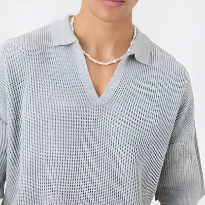Polo Shirt Mænd Boxy Stil V-Udskæring Korte Ærmer 5