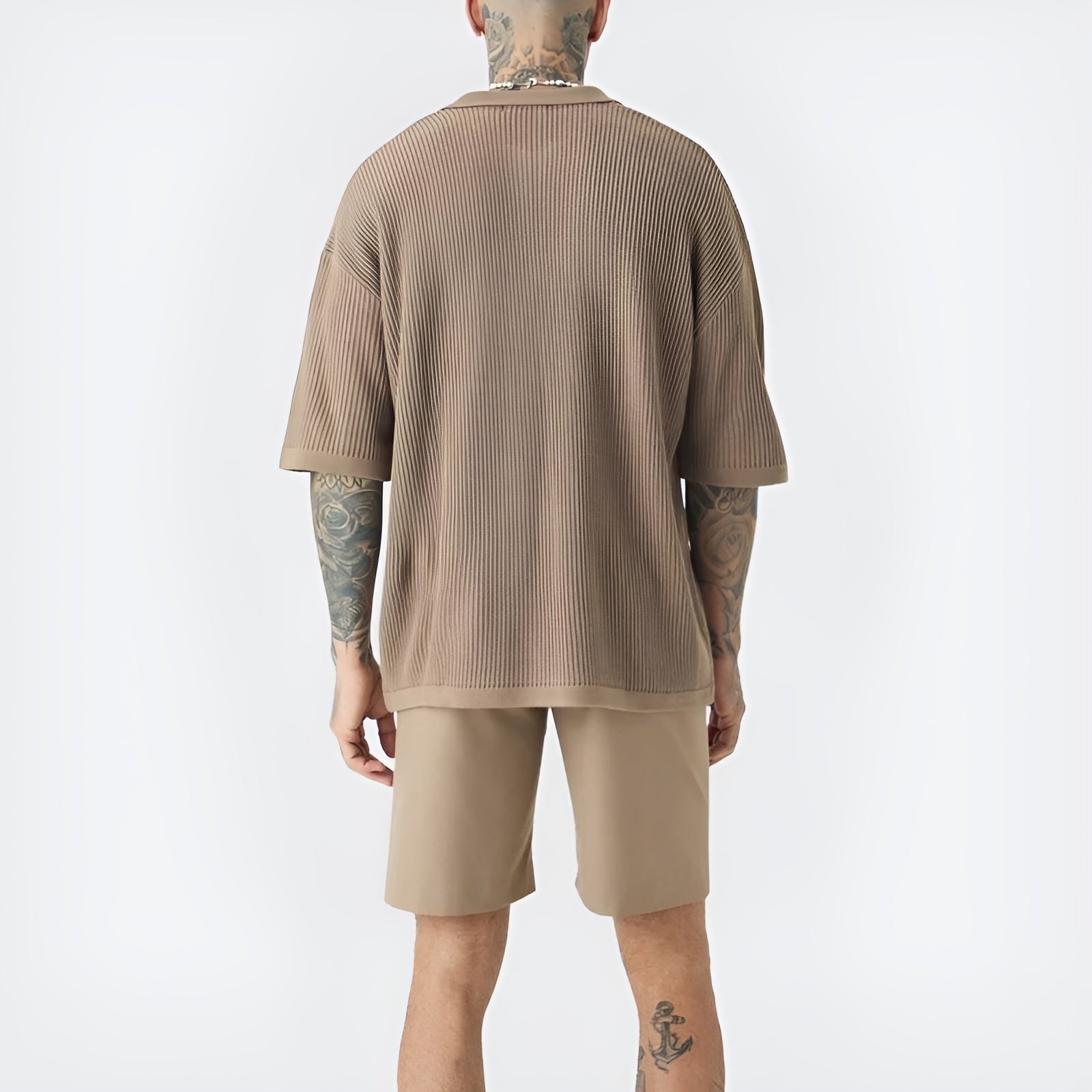 Polo Shirt Mænd Boxy Stil V-Udskæring Korte Ærmer 6